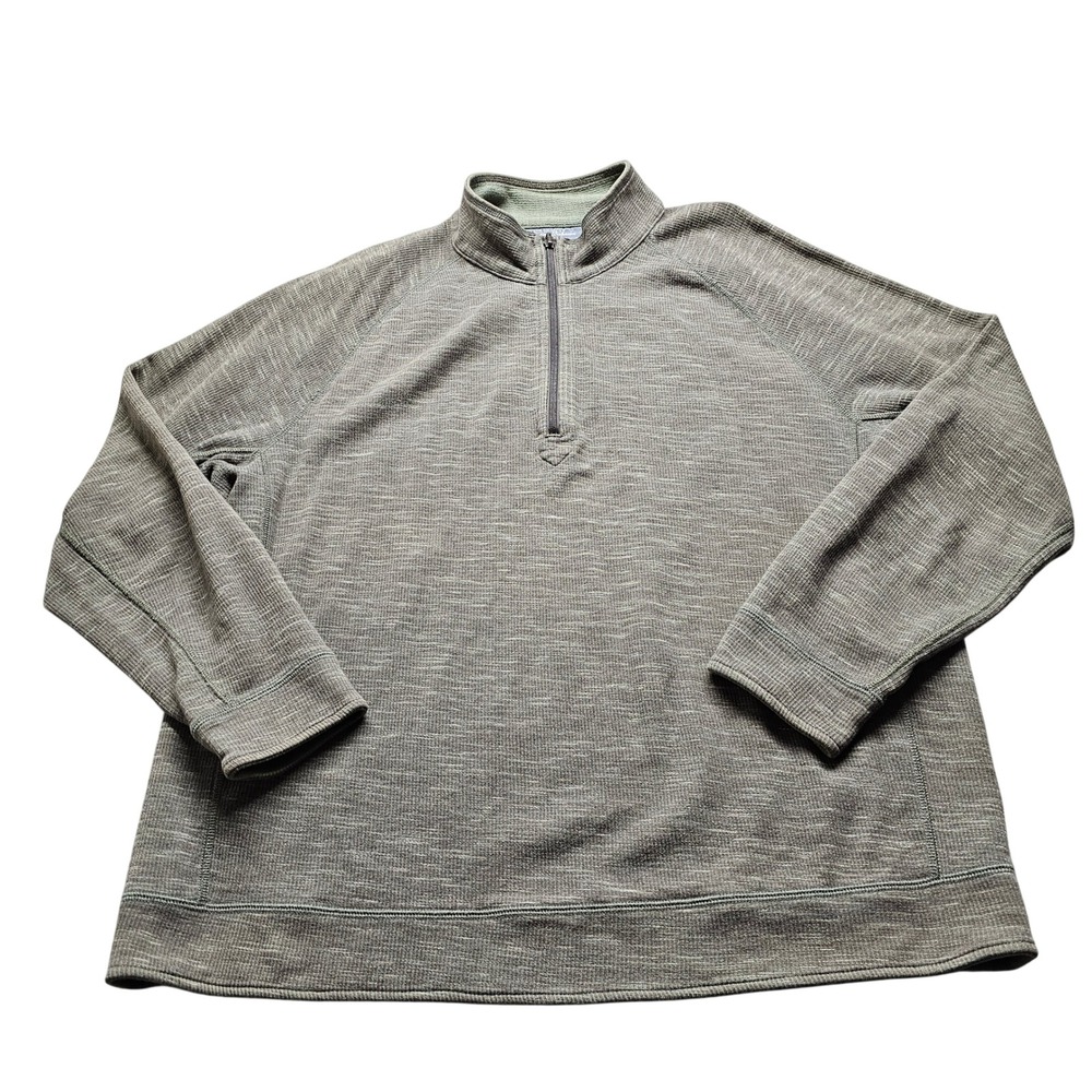 Tommy Bahama Quarter Zip Pullover Mens XL Green Heathered Casual